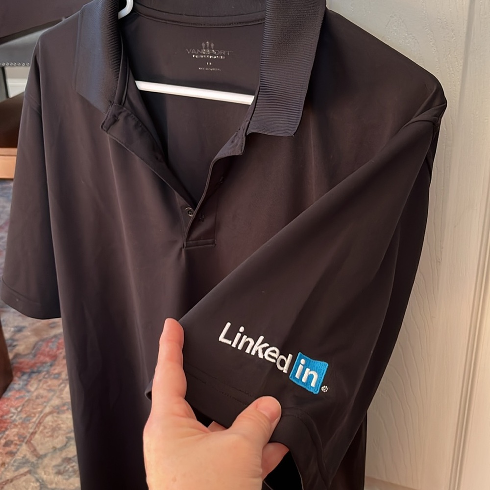 LinkedIn branded polo, size Large, great for work, business